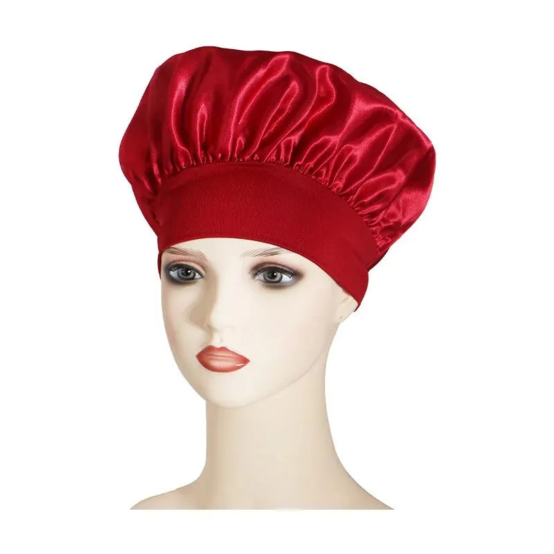Wide-brimmed High Elastic Hair Band Female Pile Cap Autumn Lunar November Beauty Hair Care Hat Satin Nightcap