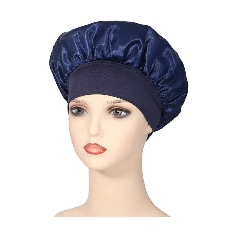 Wide-brimmed High Elastic Hair Band Female Pile Cap Autumn Lunar November Beauty Hair Care Hat Satin Nightcap