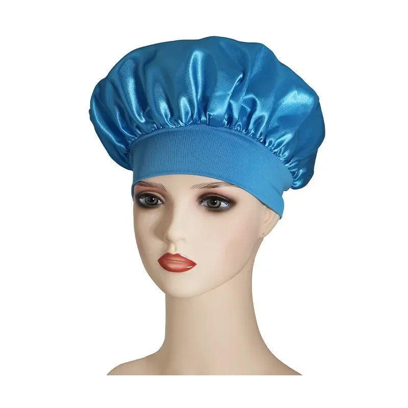 Wide-brimmed High Elastic Hair Band Female Pile Cap Autumn Lunar November Beauty Hair Care Hat Satin Nightcap